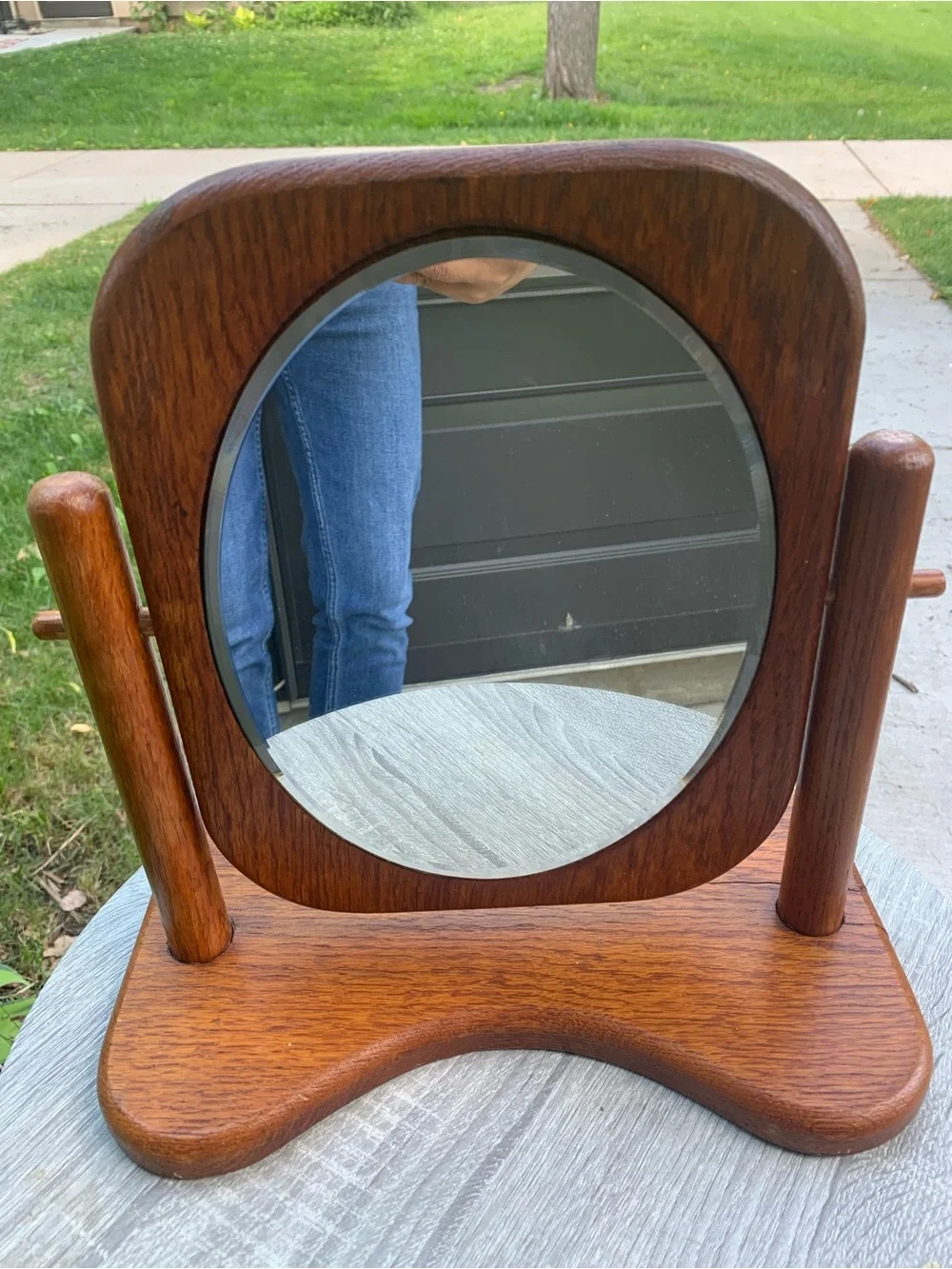 Antique Handcrafted Small Wooden Cheval Mirror with Stand Decorative Mirror*READ